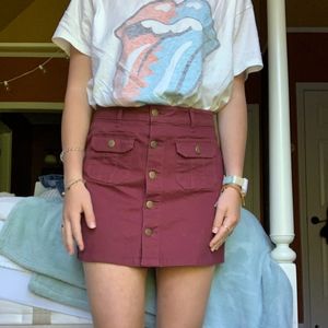 Altar’d State Kansas City Mini Skirt Burgundy